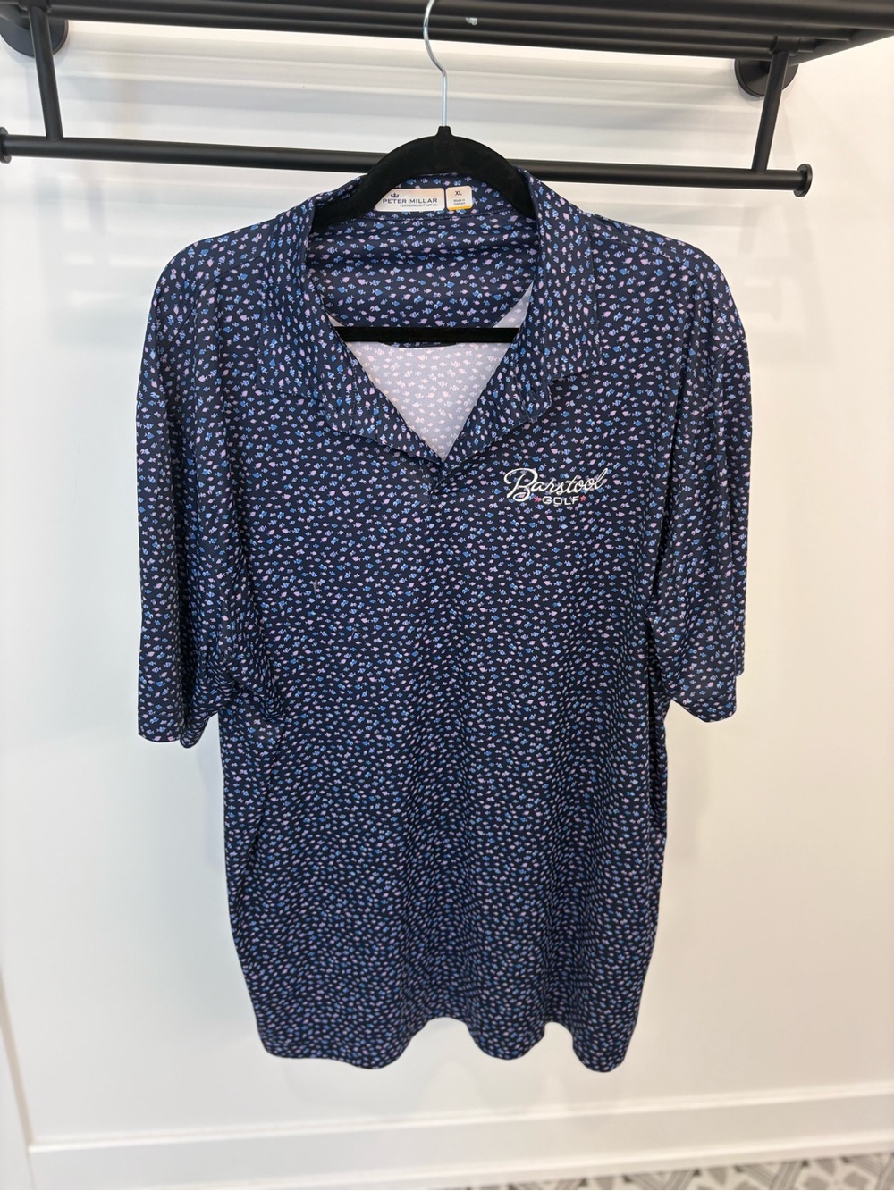 Peter Millar Barstool Navy Blue Printed Polo